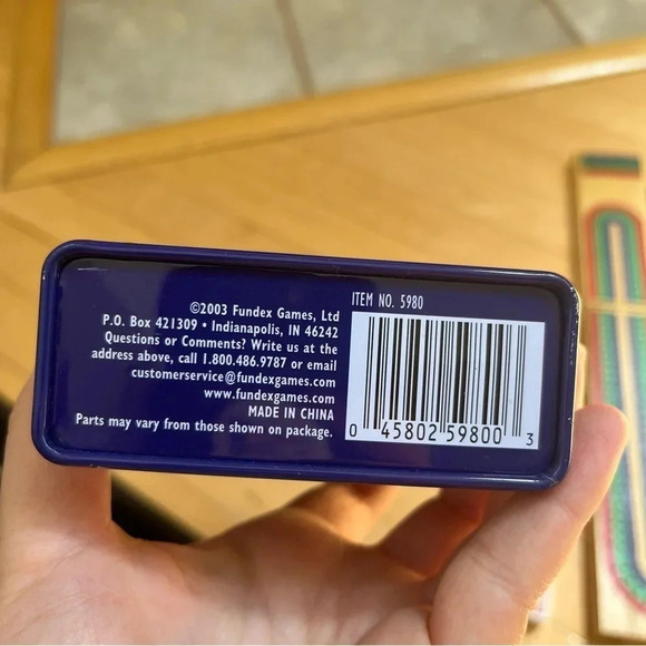 FUNDEX Foldable Cribbage Triple Track Game Solid Wood w/Playing Cards in Tin NEW - Picture 4 of 6